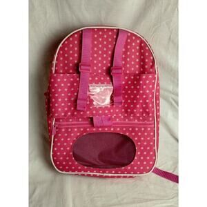 Badger Basket Doll Travel Backpack with Plush Friend Compartment - Pink/Star